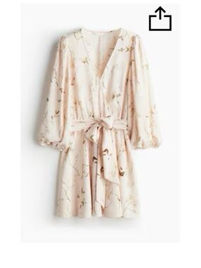 H&M Pale Pink Floral Wrap Dress small